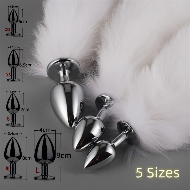 MoanMore™ 5-Size Stainless Steel Butt Plug with Faux Fox Tail
