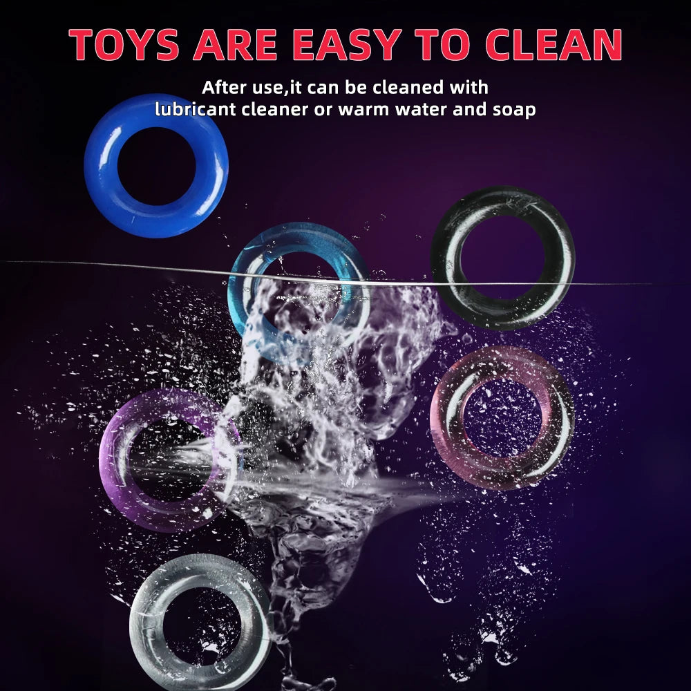 MoanMore™ Silicone Cock Ring Set – 6-Piece Performance Kit